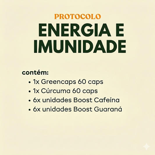 Protocolo Energia e Imunidade: Greencaps + Cúrcuma + Boosts