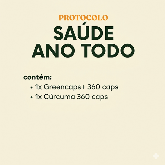 Protocolo Saúde Ano Todo - GreenCaps Própolis Verde + Cúrcuma com Geleia Real 2x 360 caps MADI