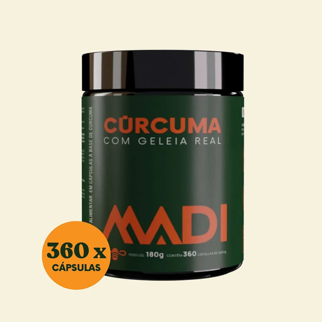 Suplemento Alimentar Cúrcuma e Geleia Real 360 Cápsulas MaDi