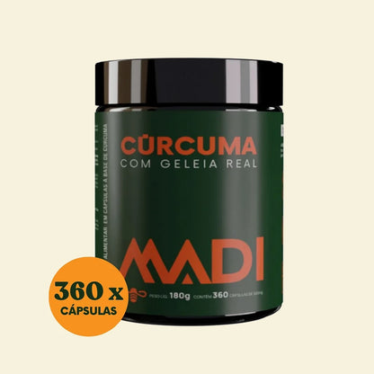 Suplemento Alimentar Cúrcuma e Geleia Real 360 Cápsulas MaDi