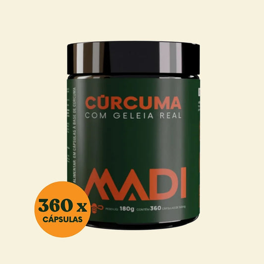 Suplemento Alimentar Cúrcuma e Geleia Real 360 Cápsulas MaDi