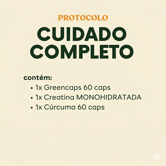 Protocolo Cuidado Completo - Greencaps + Creatina Monohidratada + Cúrcuma