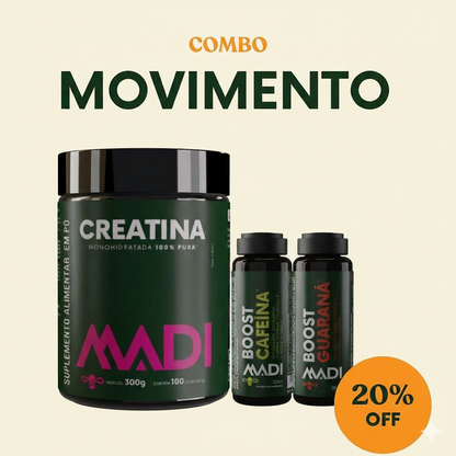 Combo Movimento - Creatina MONOHIDRATADA + Boosts Naturais 12u