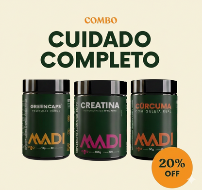 Combo Cuidado Completo - Greencaps + Creatina Monohidratada + Cúrcuma