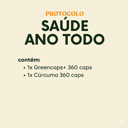 Protocolo Saúde Ano Todo - GreenCaps Própolis Verde + Cúrcuma com Geleia Real 2x 360 caps MADI